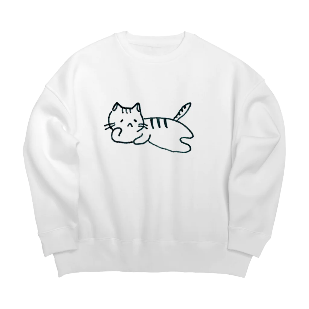 おもち屋さんのごろごろねこ Big Crew Neck Sweatshirt