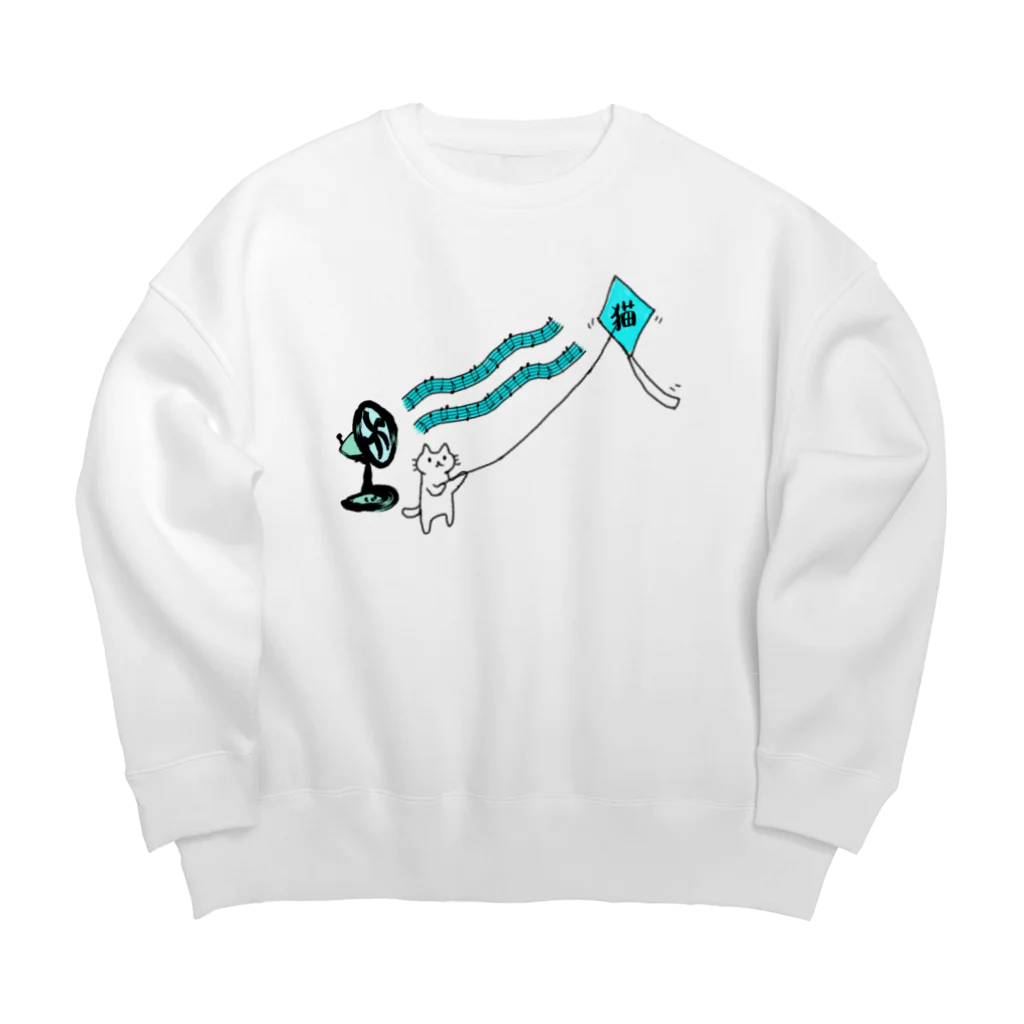 ひよこねこ ショップ 1号店の夏の凧揚げ Big Crew Neck Sweatshirt