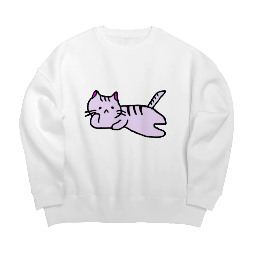 おもち屋さんのごろごろねこ（紫） Big Crew Neck Sweatshirt