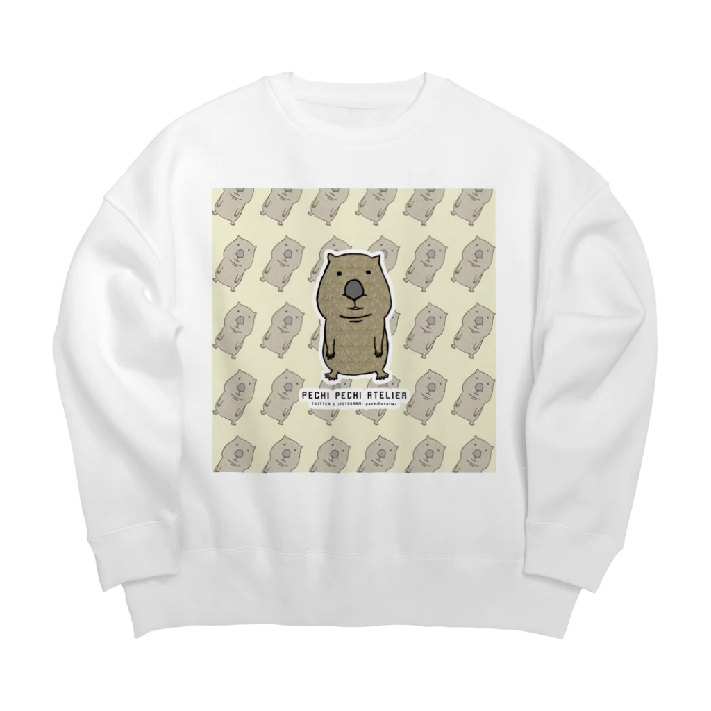 ぺちぺち工房 Pechi Pechi Atelierのうぉんばっとがいっぱい Big Crew Neck Sweatshirt