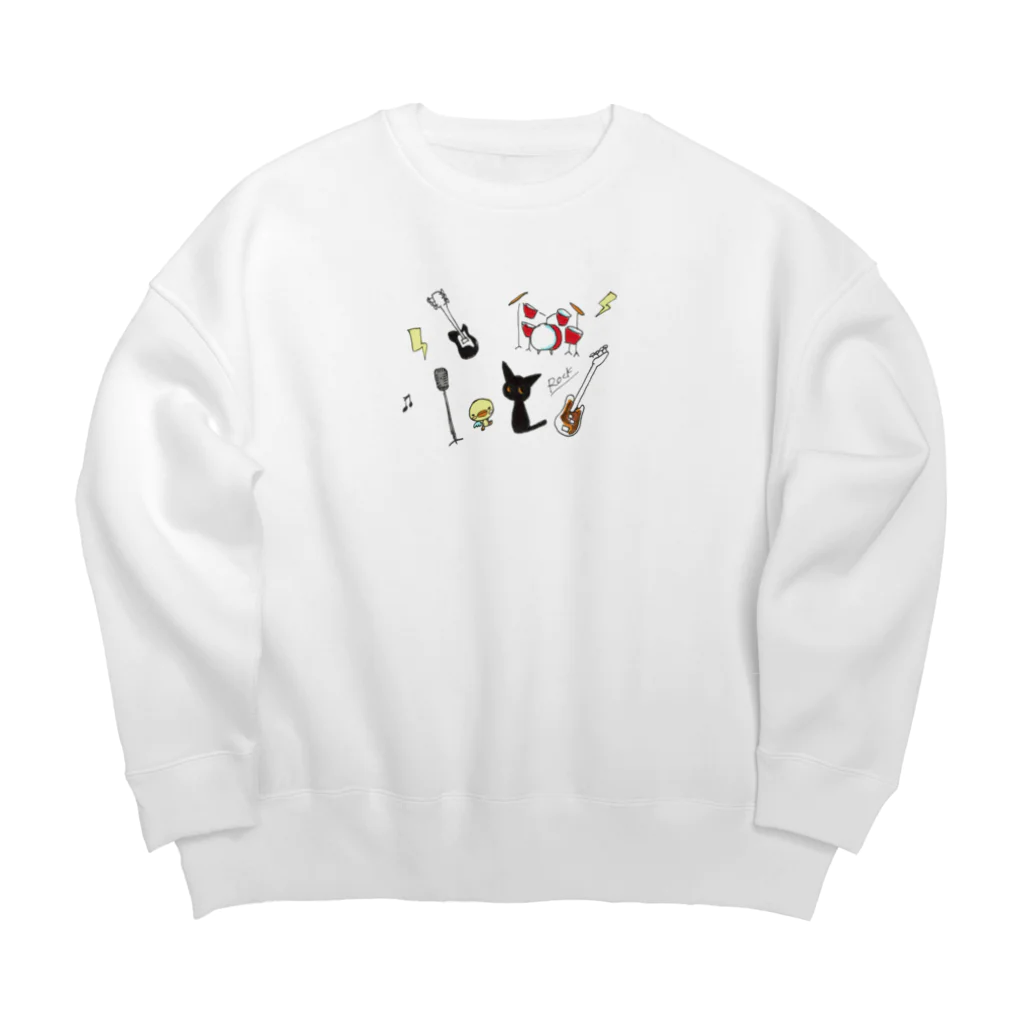 tsubasamoonのRock 天使のひよこちゃんと黒猫ムーン Big Crew Neck Sweatshirt