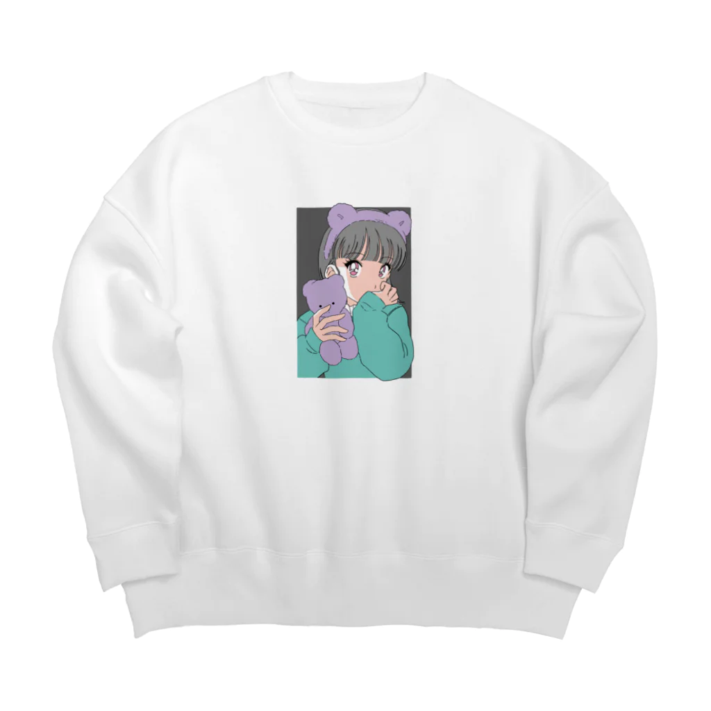 nsnのくまちゃんだいすきクラブ（gray） Big Crew Neck Sweatshirt