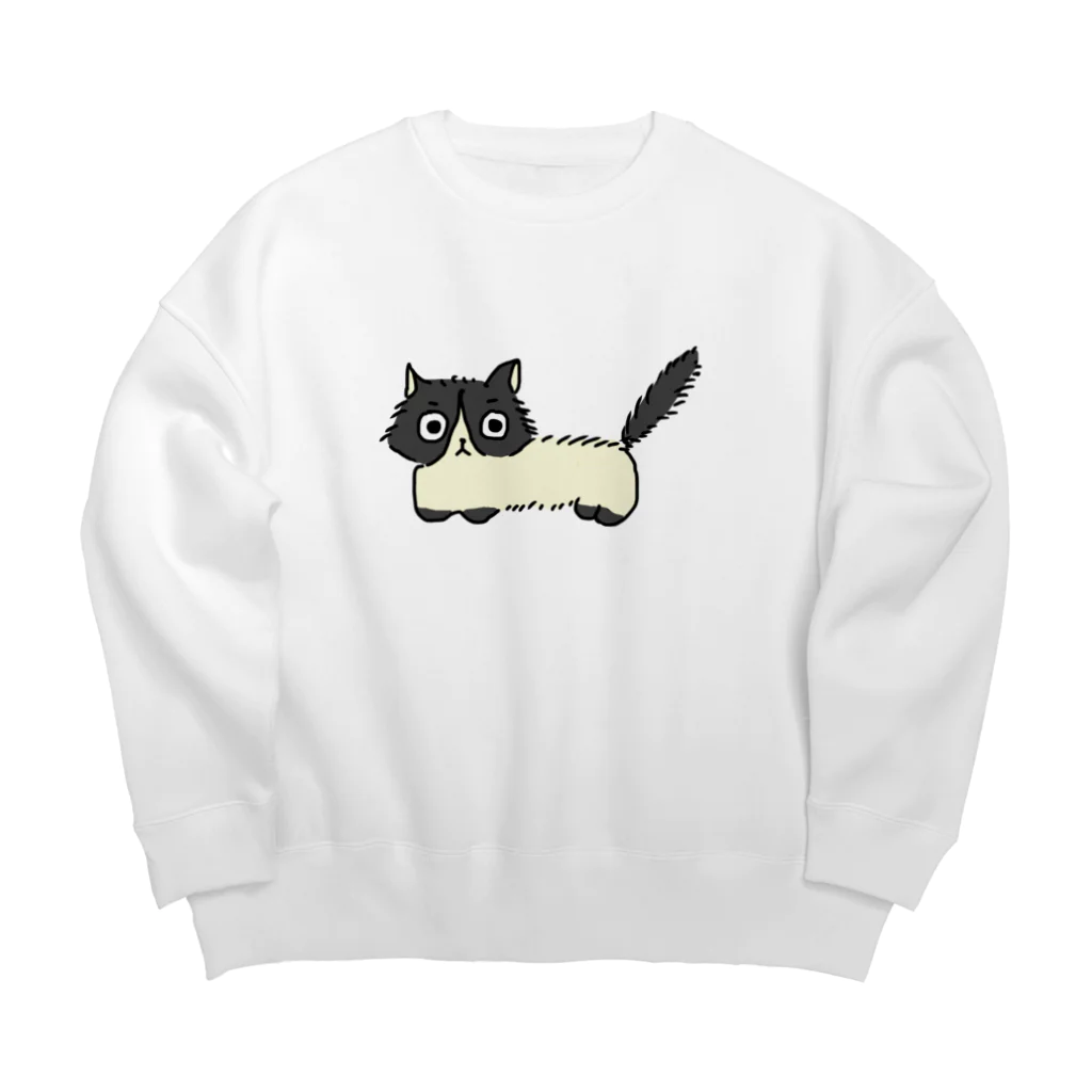 おもち屋さんの白黒ねこのうめ吉 Big Crew Neck Sweatshirt