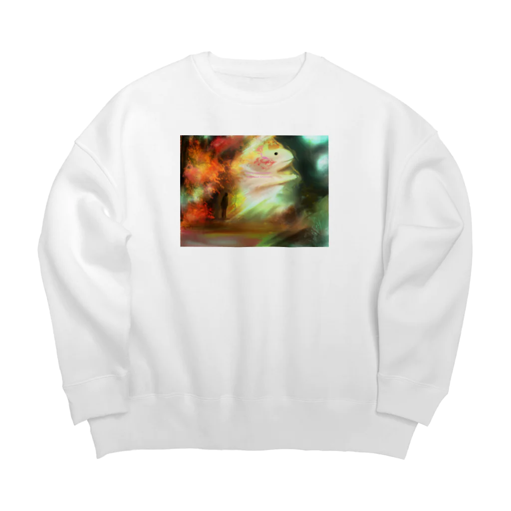 月花愛葉(*Mana*)  イラストレーター  イラスト アートのウーパールーパーの王さま＊ Big Crew Neck Sweatshirt