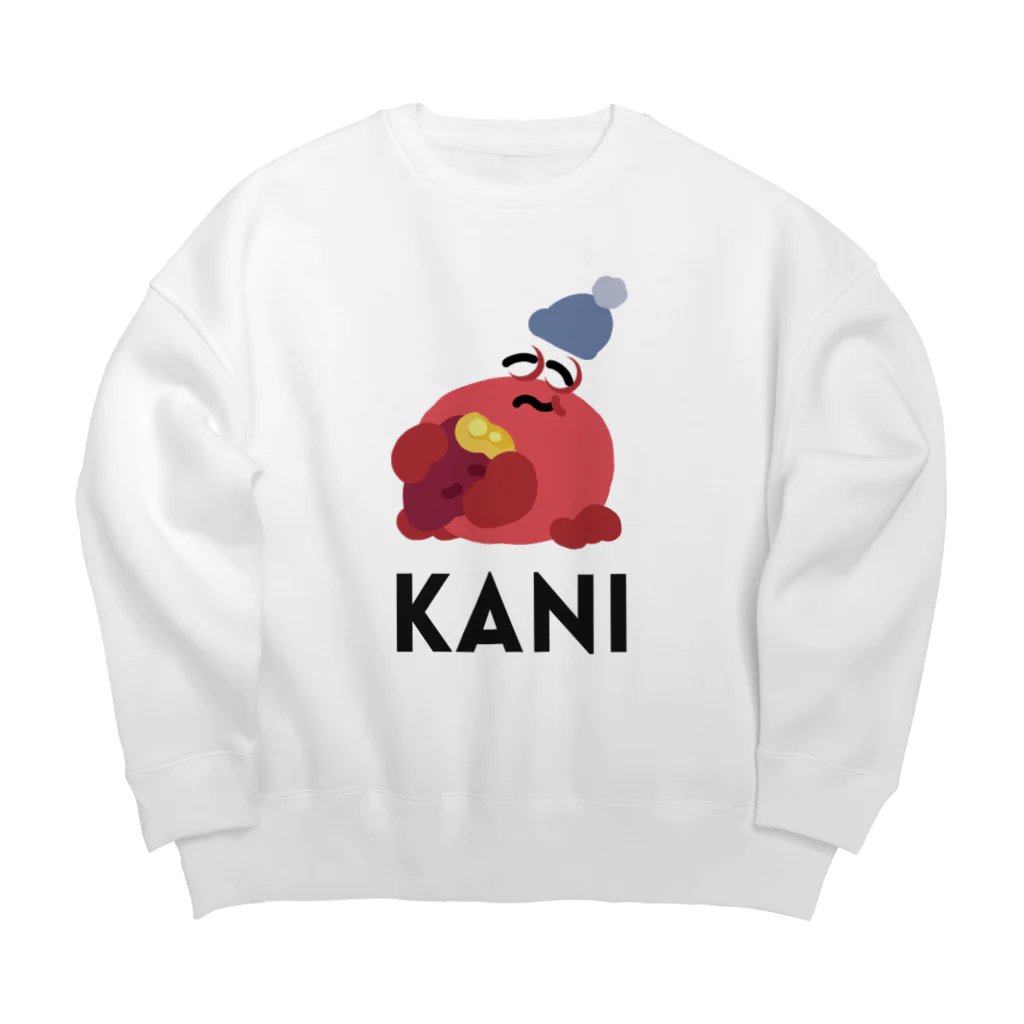 wakai_manamiの焼き芋を食べるカニ〈文字黒〉 Big Crew Neck Sweatshirt