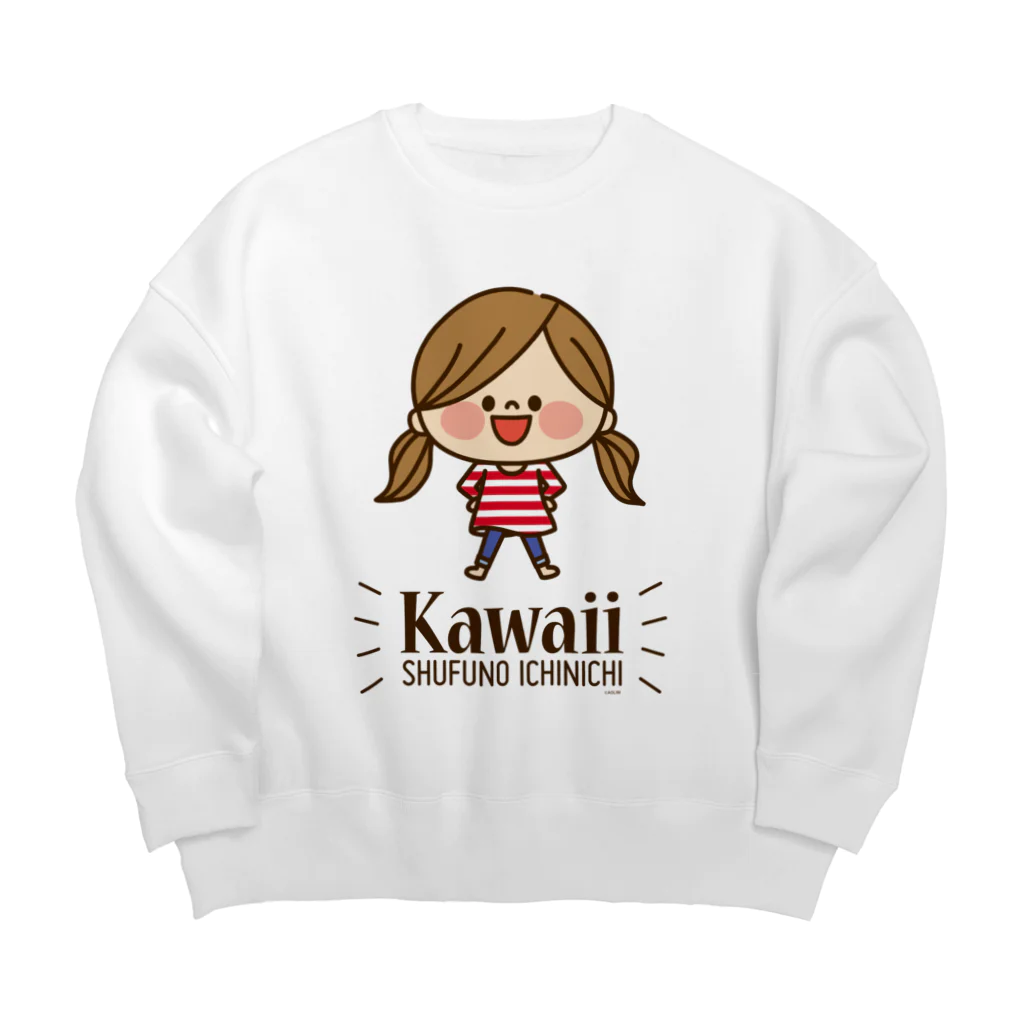 アグリム@かわ主婦スタンプ制作中のかわいい主婦の1日 ドーン柄（レッド） Big Crew Neck Sweatshirt