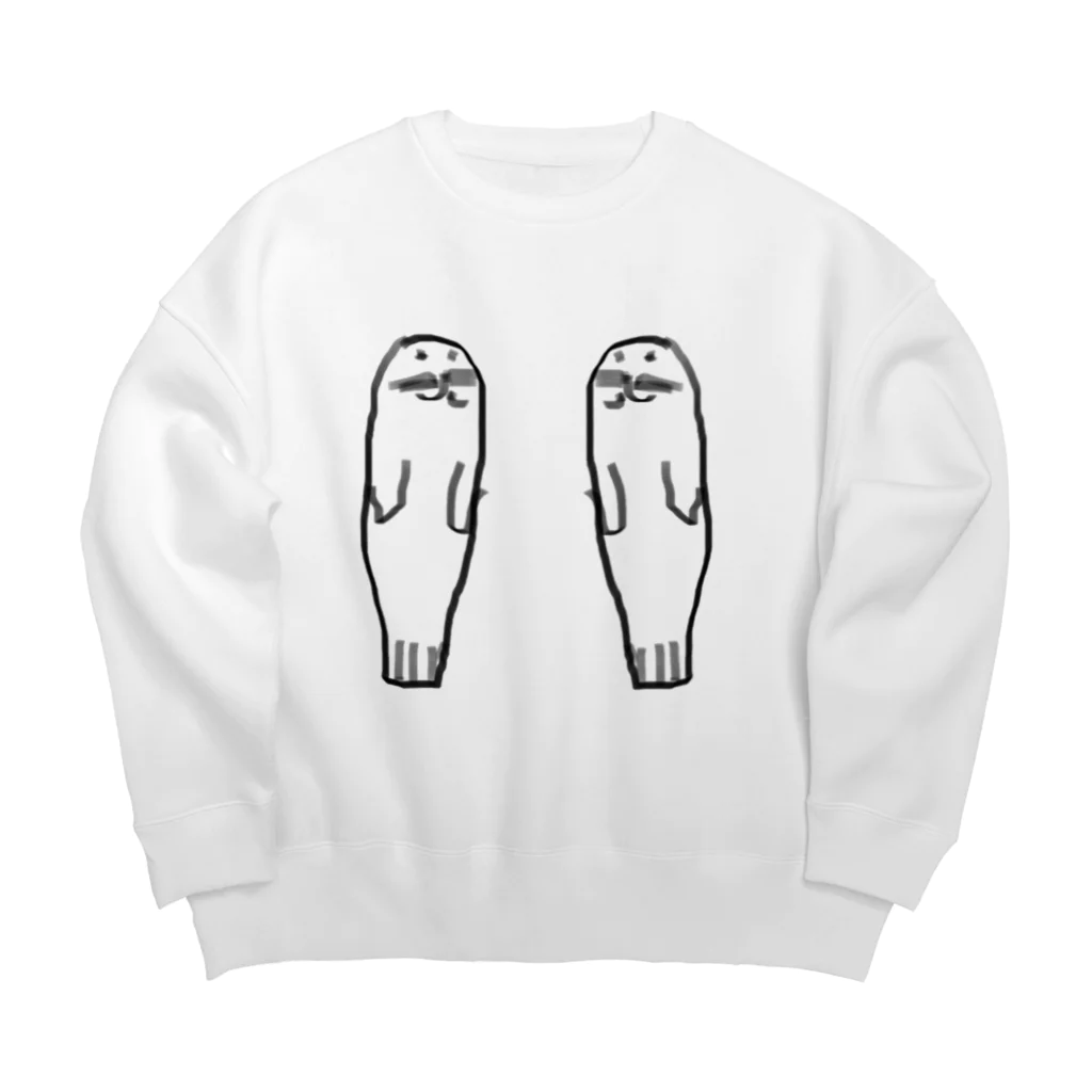 見ないで書く絵のあざらし2匹 Big Crew Neck Sweatshirt