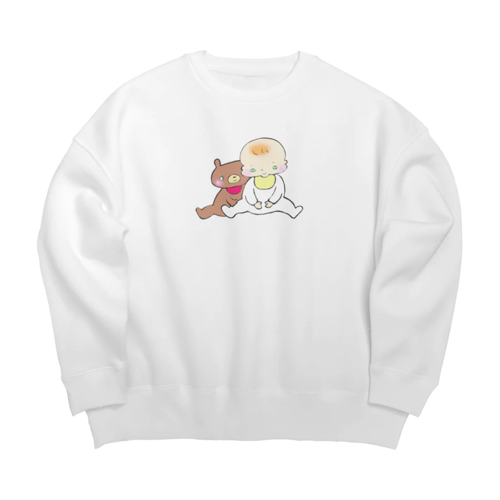 ぷいこのおみせのもちもちちゃんとくまちゃん。 Big Crew Neck Sweatshirt