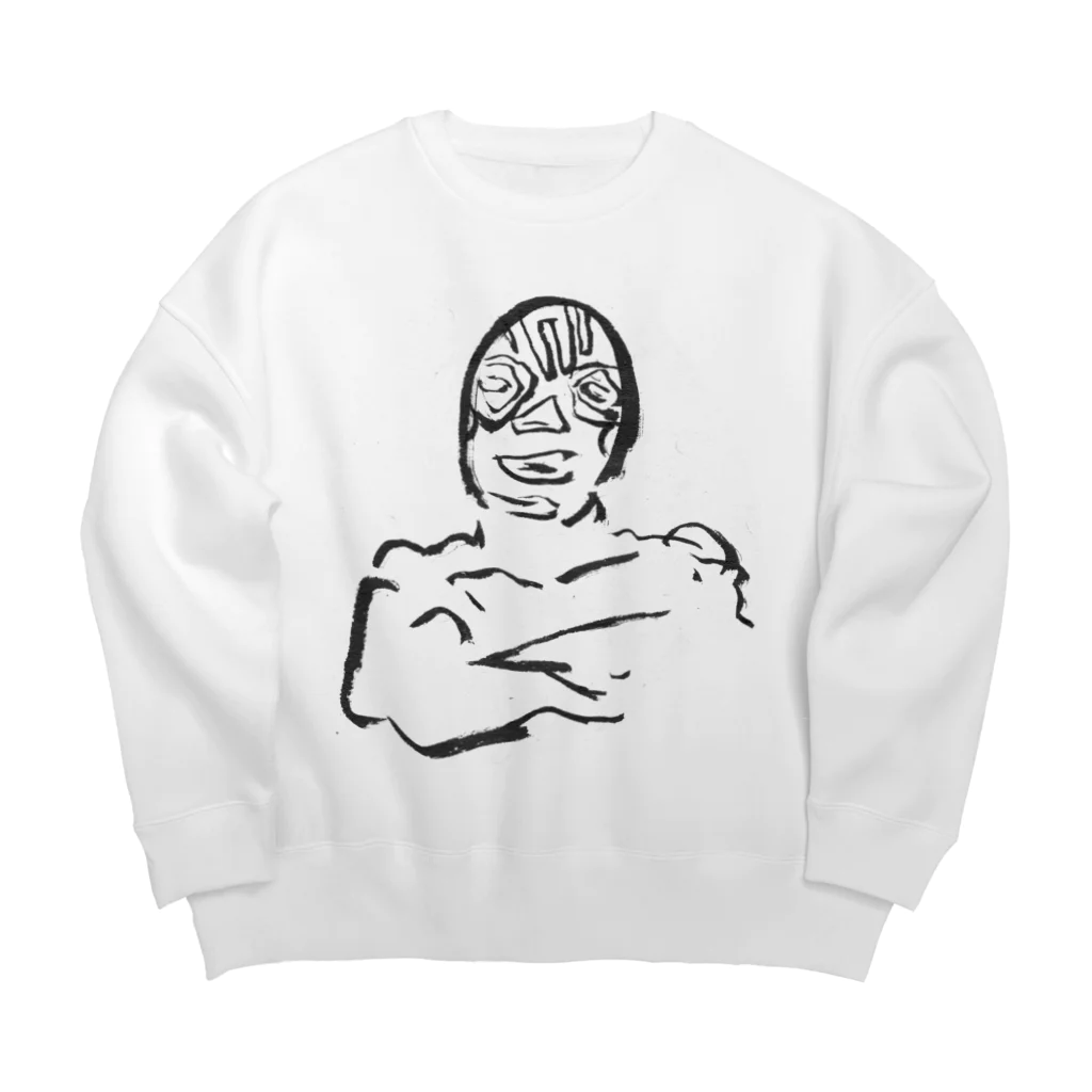 ガイコツギターのムキムキマスクマン Big Crew Neck Sweatshirt