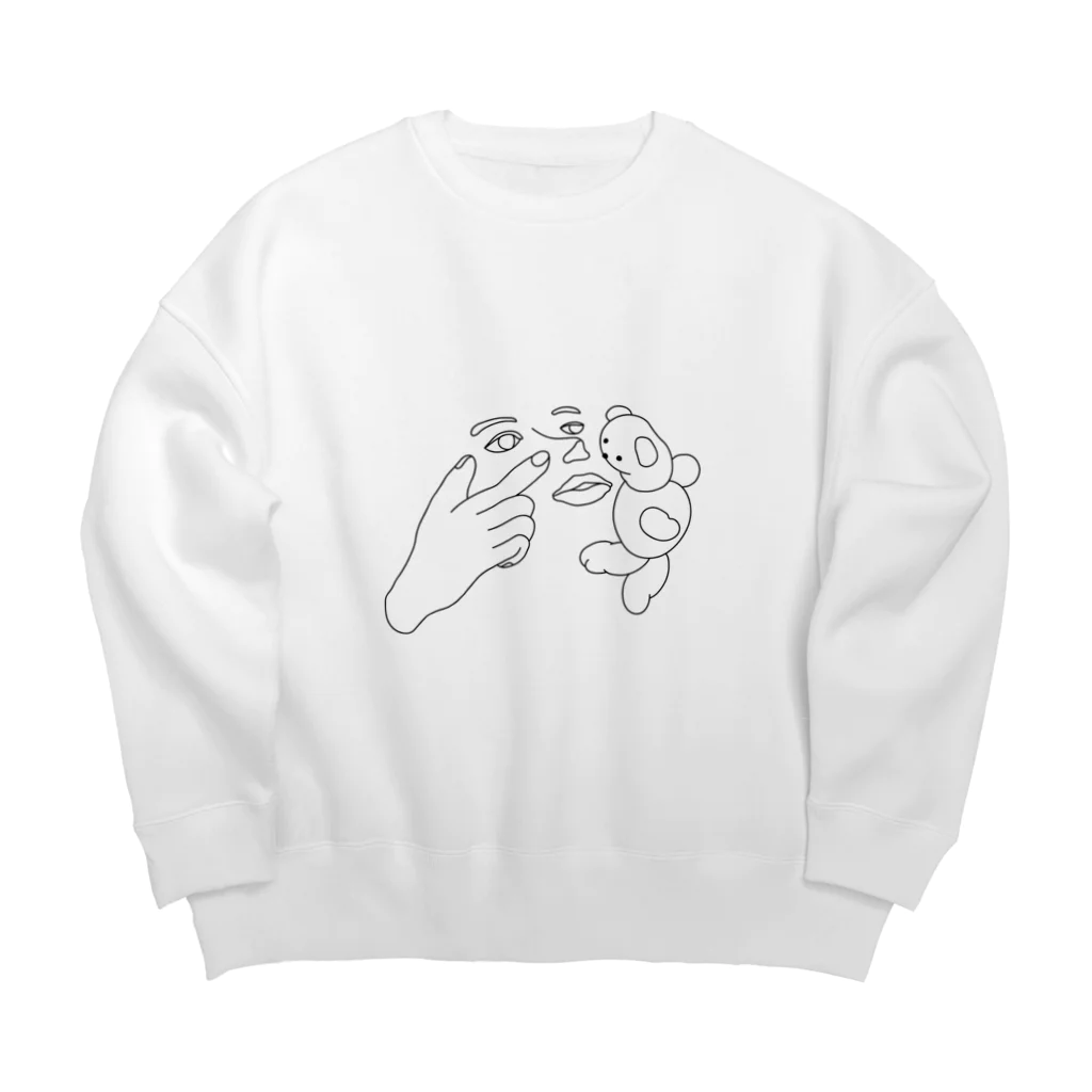 プランクトロニカのくまとテレパシー / black Big Crew Neck Sweatshirt