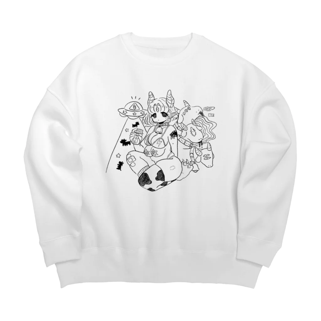 晏の牛拐い宇宙人ちゃん Big Crew Neck Sweatshirt