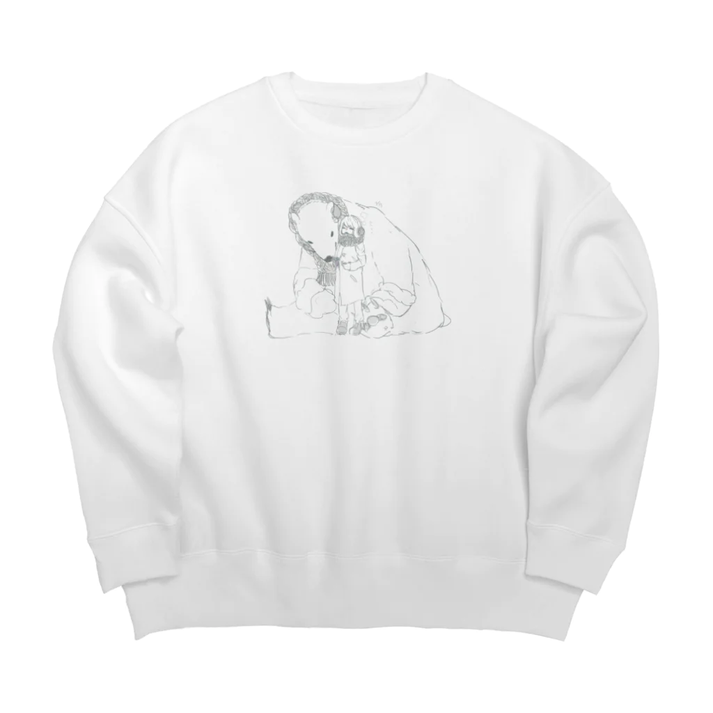 kmのしろくまとおんなのこ Big Crew Neck Sweatshirt