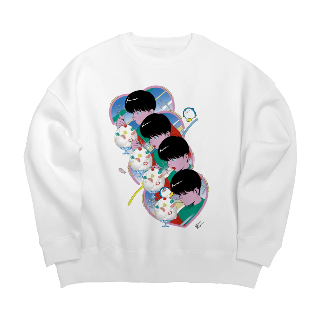 電Qのかきごおりおいしい Big Crew Neck Sweatshirt