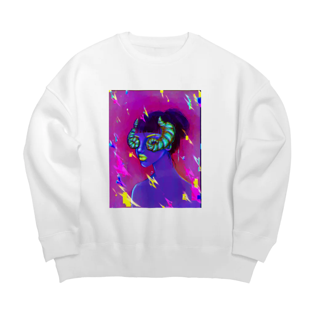 oosuga_tamotsuのpsychedelic horn. Big Crew Neck Sweatshirt