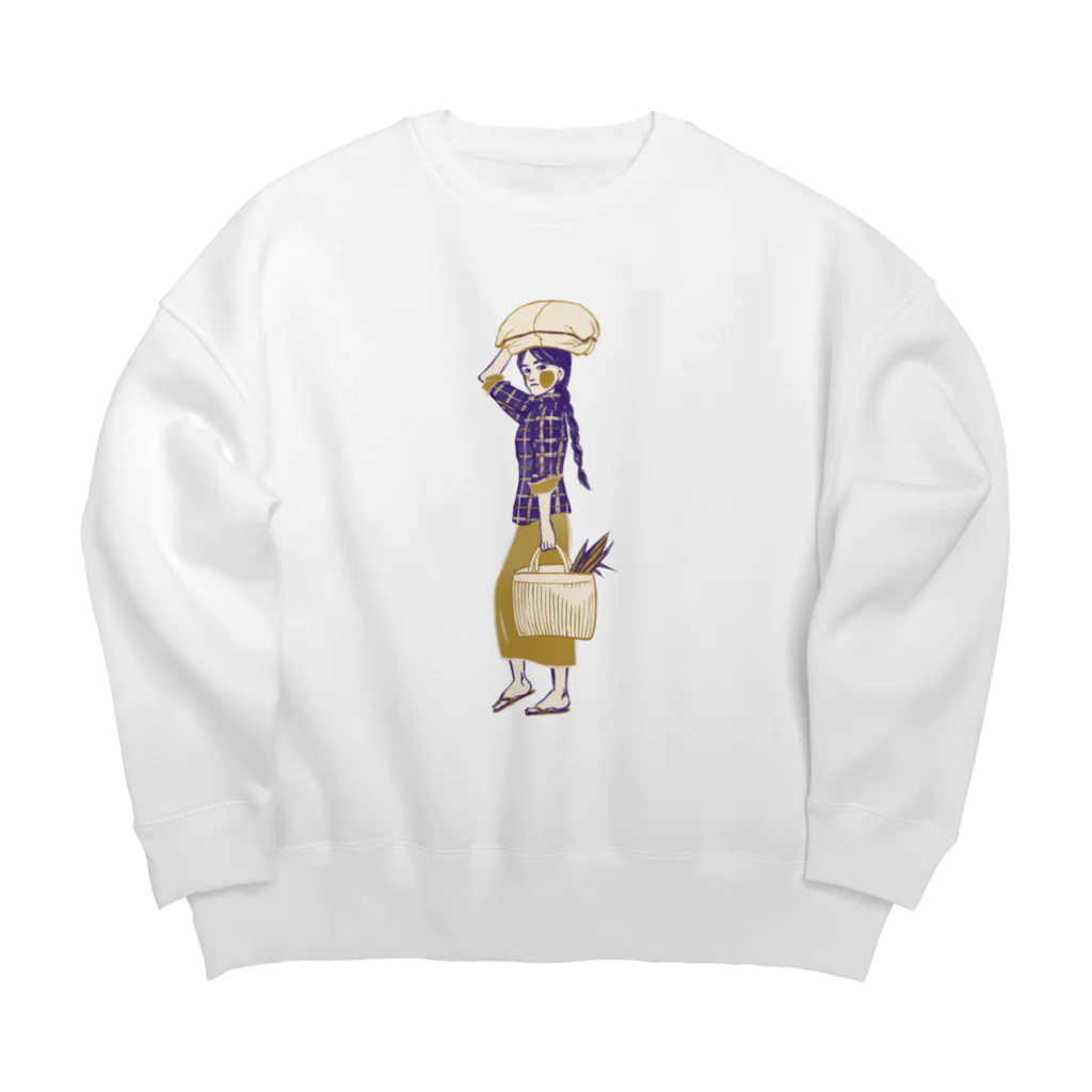 IZANAMI by Akane Yabushitaの【ミャンマーの人々】マーケットの女性 Big Crew Neck Sweatshirt