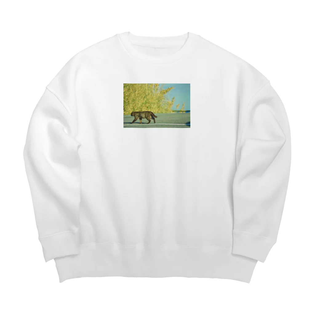 ならきもの歩くねこ Big Crew Neck Sweatshirt