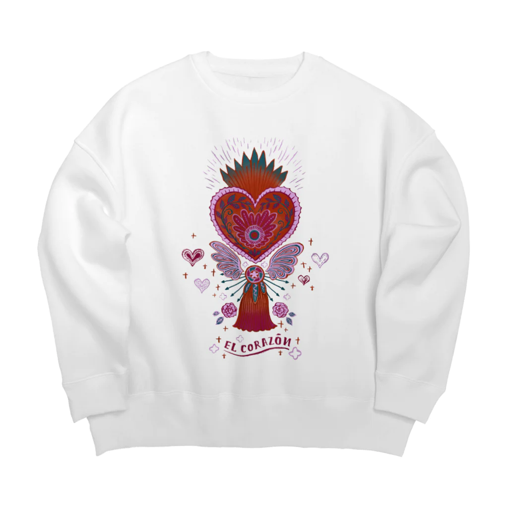 IZANAMI by Akane Yabushitaのメキシコのハートタッセル（ピンク） Big Crew Neck Sweatshirt