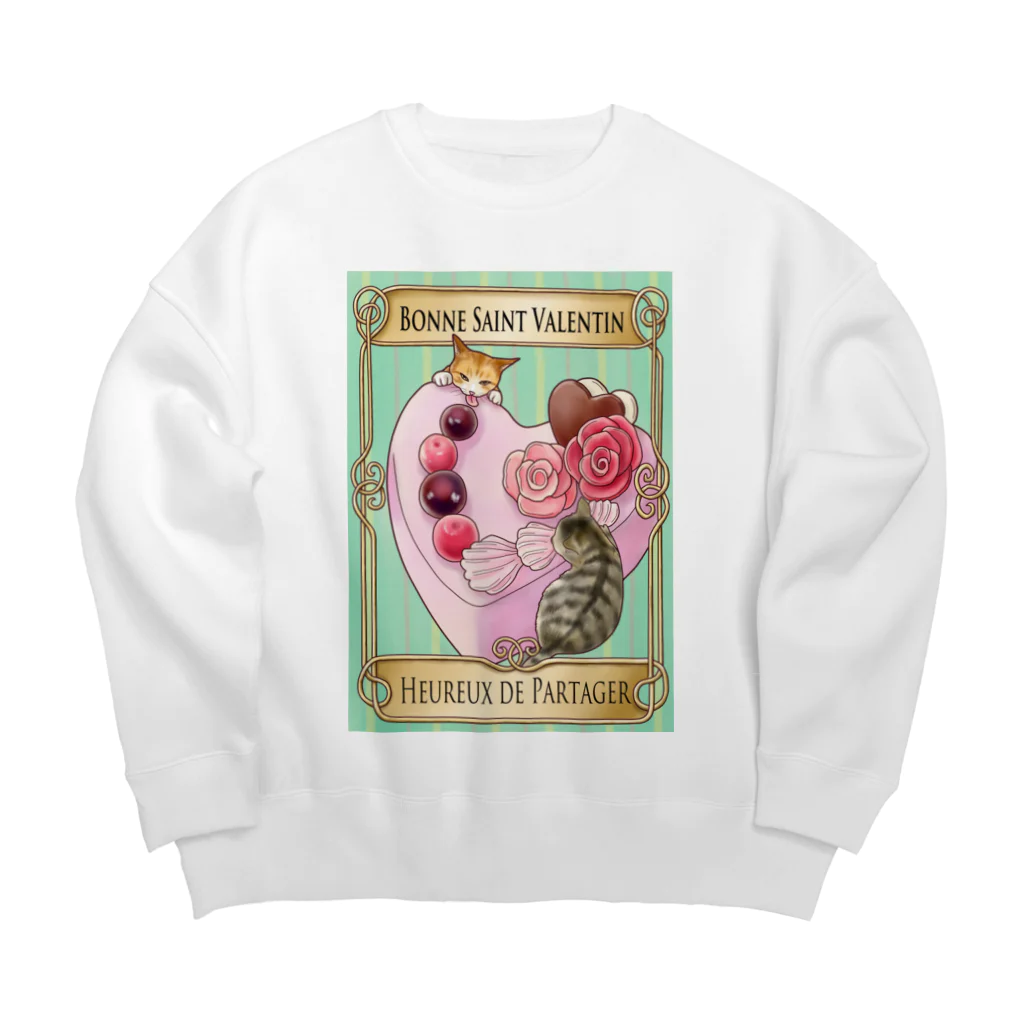 Ａｔｅｌｉｅｒ　Ｈｅｕｒｅｕｘの猫💗猫 バレンタイン　Heureux de Partager Big Crew Neck Sweatshirt