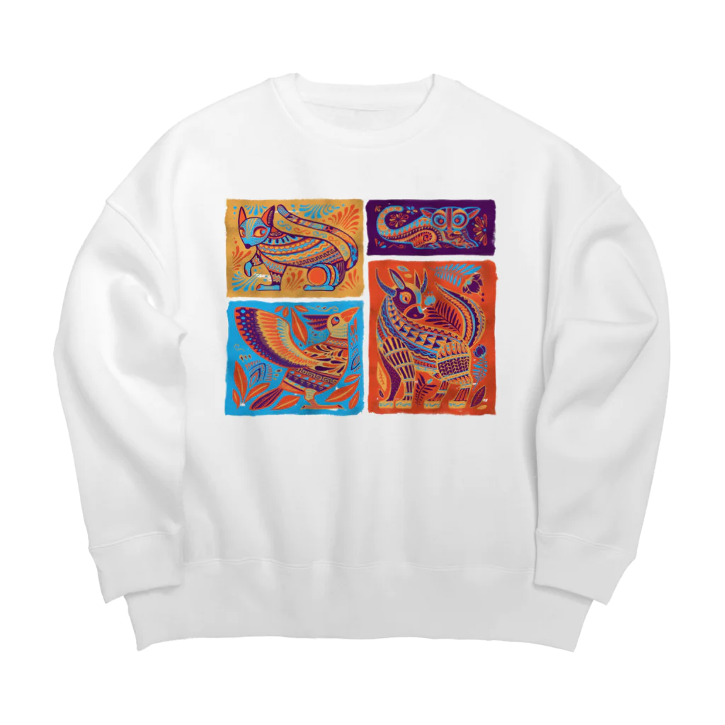 IZANAMI by Akane Yabushitaのメキシコのアレブリヘス（オレンジ） Big Crew Neck Sweatshirt