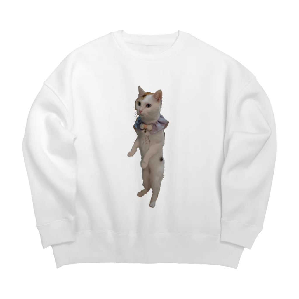 りずママの立ち猫華っち Big Crew Neck Sweatshirt