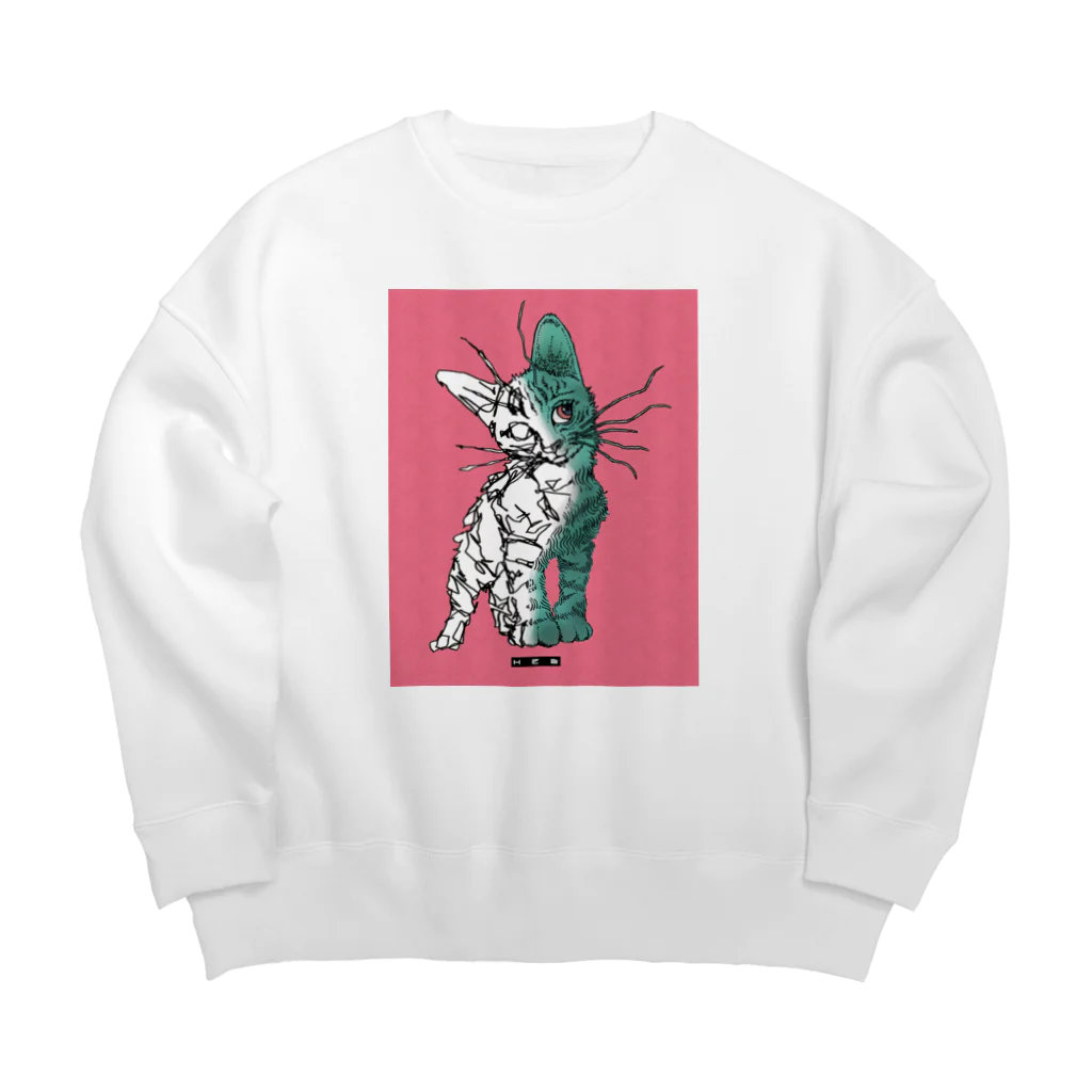 HElll - ヘル - の両手で描いたネコ ビックシルエットスウェット Big Crew Neck Sweatshirt