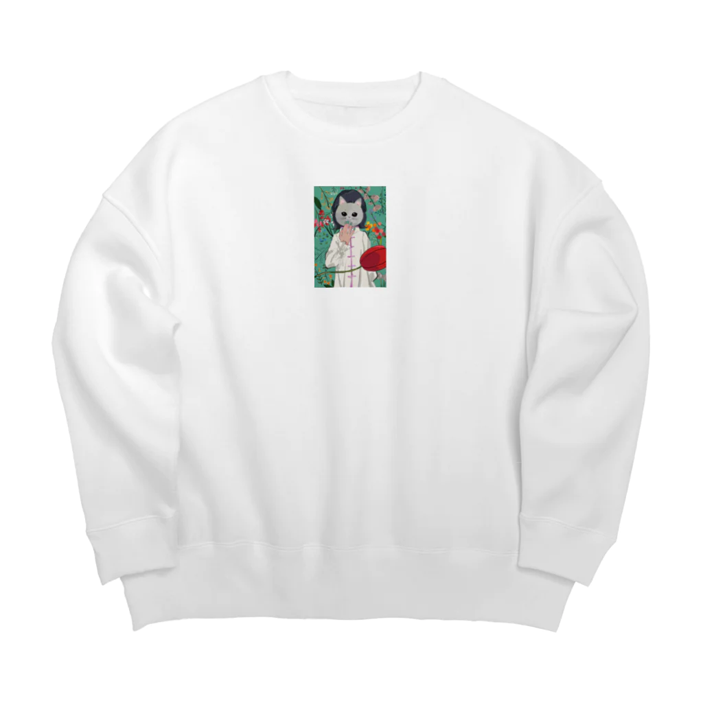 muの猫顔 Big Crew Neck Sweatshirt