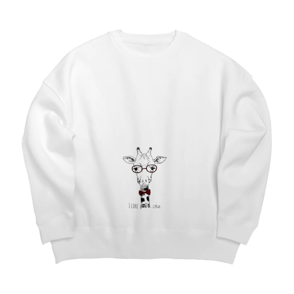 madein8☞shopのI like giraffes. But…(RED) Big Crew Neck Sweatshirt