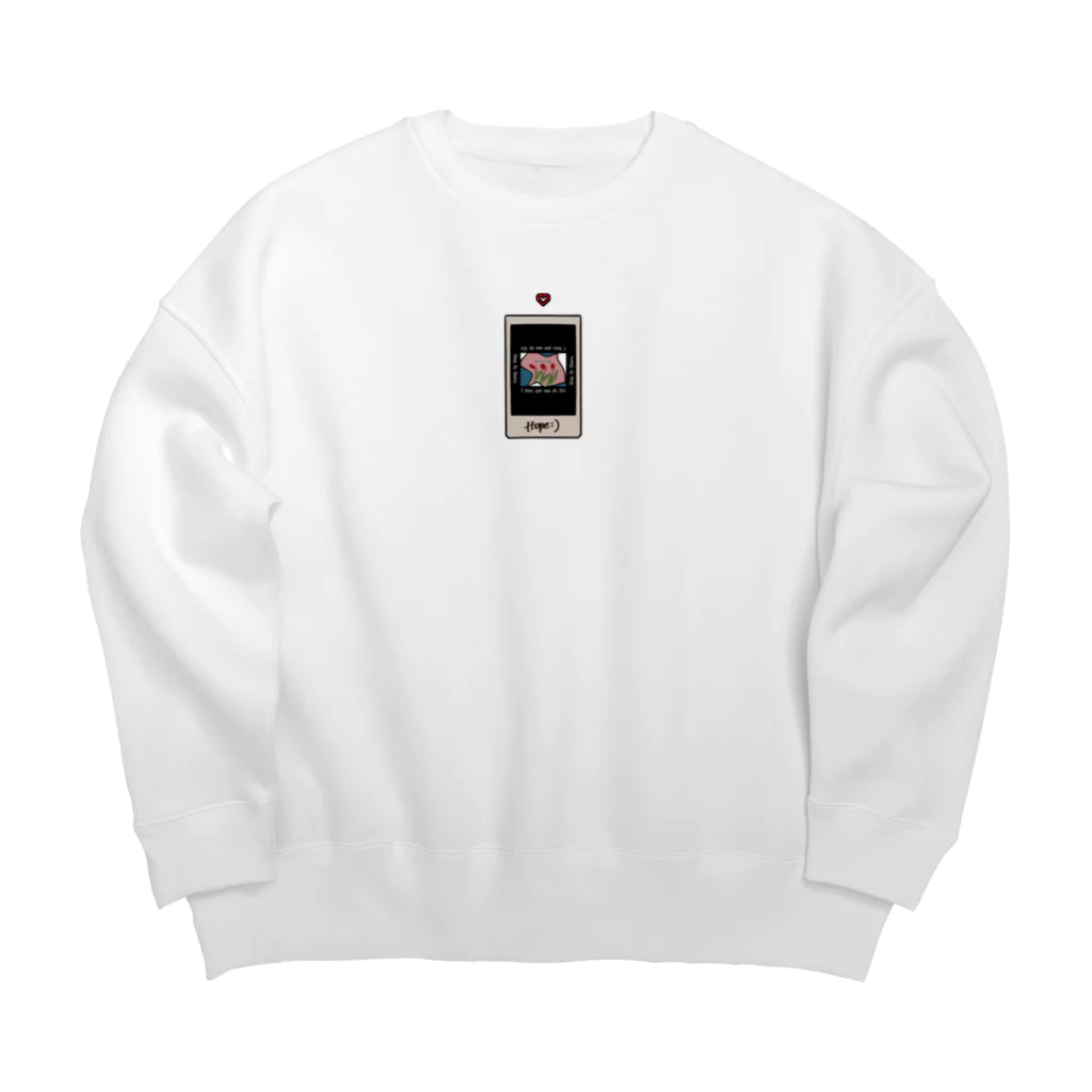 トーストのチェキ風黒茶　ハート Big Crew Neck Sweatshirt