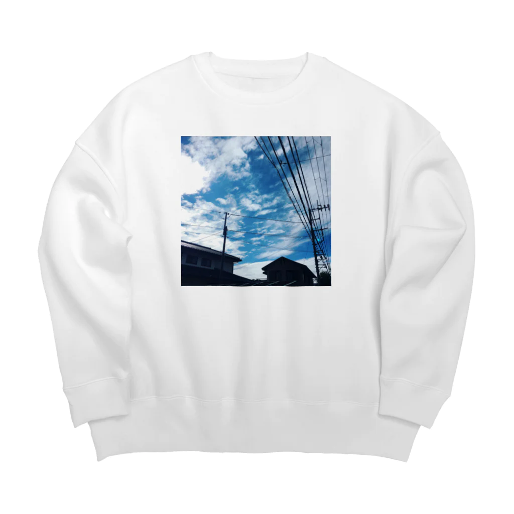 湘南の風景　 Seaside landscape at Shonan area in japanの電線のある風景 Big Crew Neck Sweatshirt