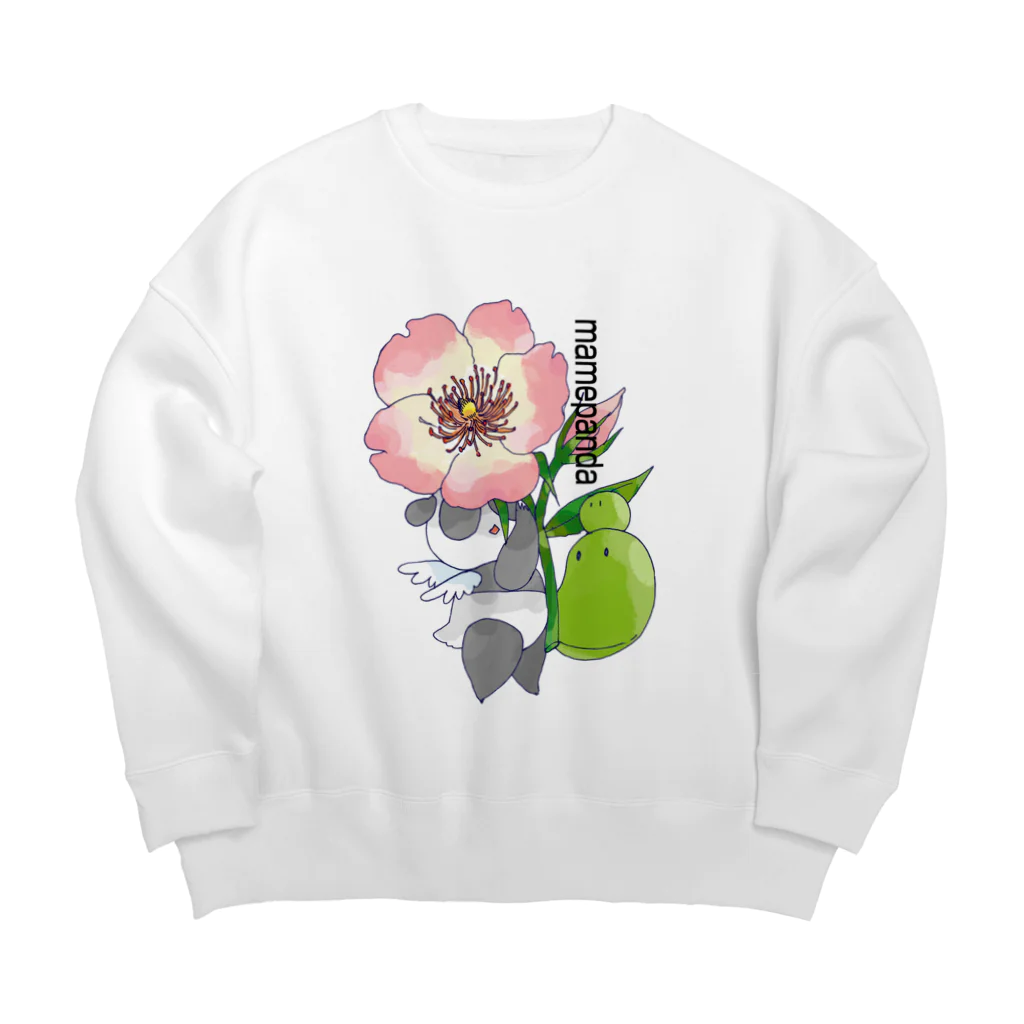 まめぱんだのバラとまめぱんだ Big Crew Neck Sweatshirt