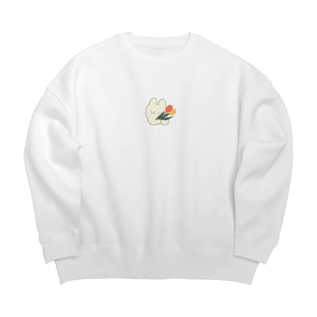 本調子のチューリップ抱きうさぎミニ Big Crew Neck Sweatshirt