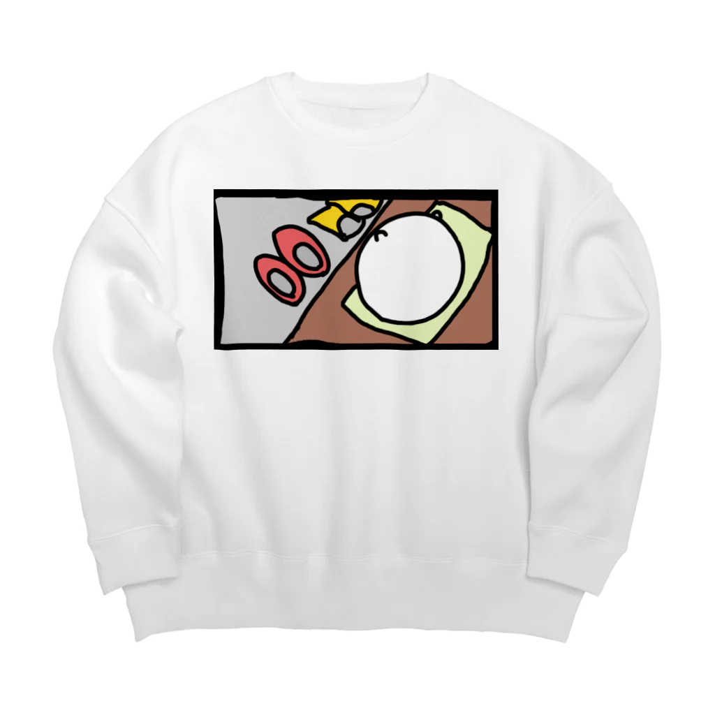 ダイナマイト87ねこ大商会の体育座りで貴方の帰りを待つねこです Big Crew Neck Sweatshirt