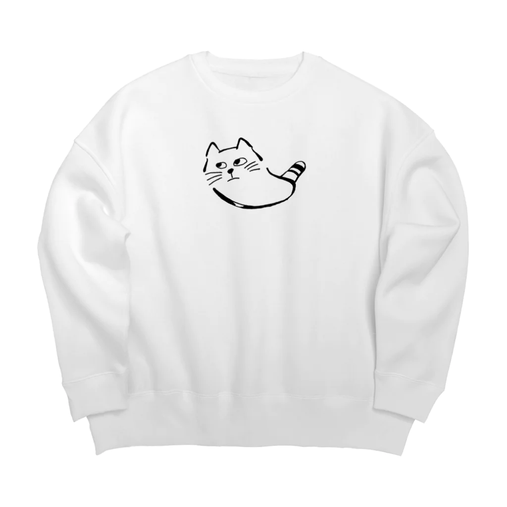 気ままに創作　よろず堂の飼い主よ、何か用か？　モノクロ黒 Big Crew Neck Sweatshirt