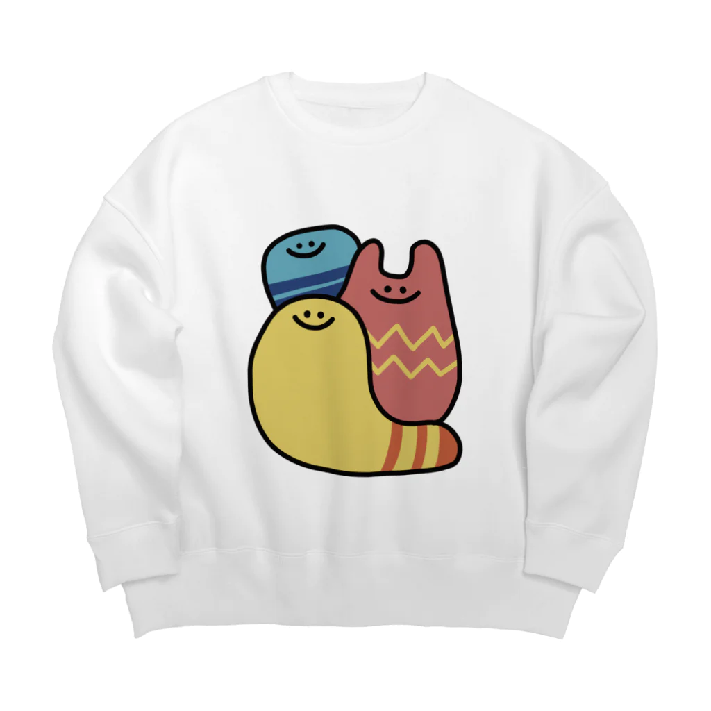 なつぽむ。のカラフルな謎の生き物3人 Big Crew Neck Sweatshirt