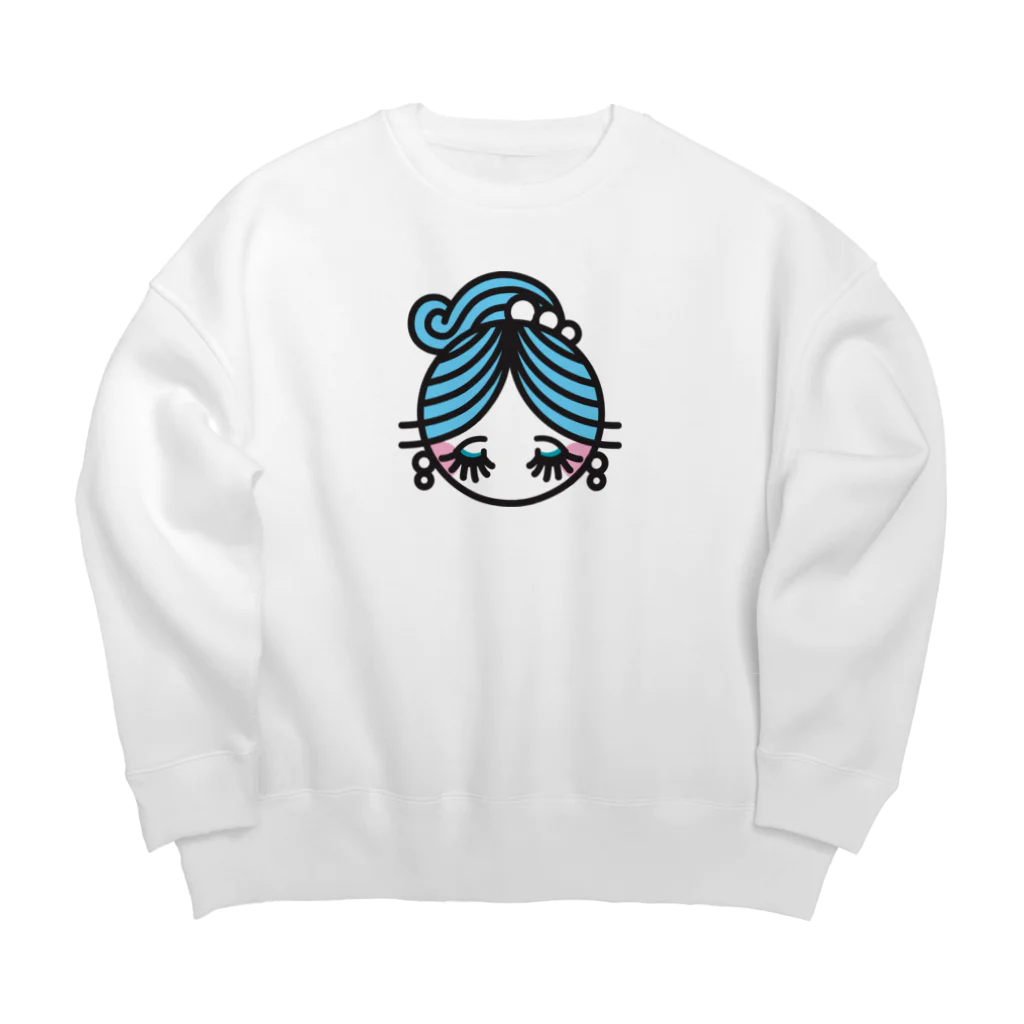 ソーメンズのポニーテール少女アイコンカラー Big Crew Neck Sweatshirt