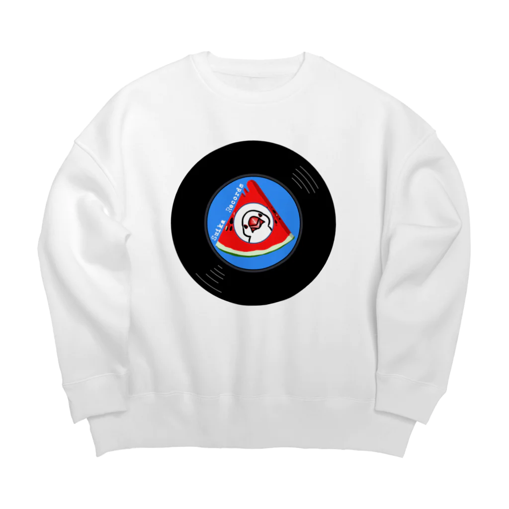 レコードの巣のすいかレコード白文鳥 Big Crew Neck Sweatshirt