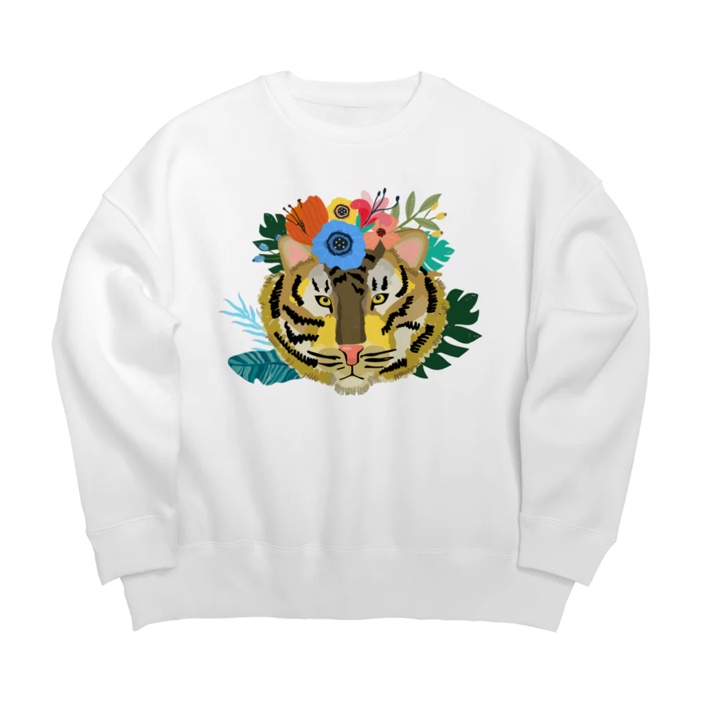 SANKAKU DESIGN STOREのワイルドだろ?草食系タイガー。 Big Crew Neck Sweatshirt