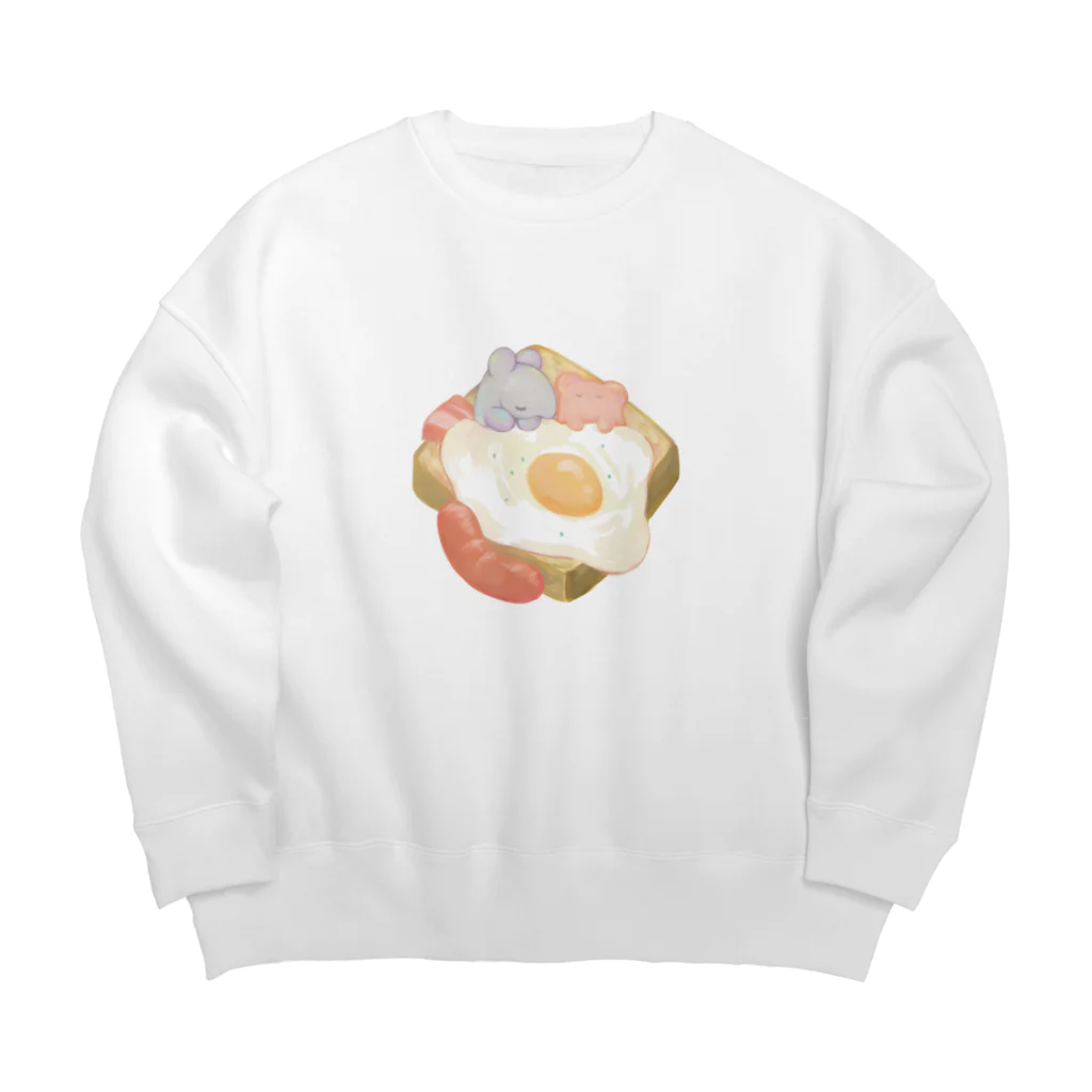 oyasumi. comのバクとめんだこの朝食ベッド Big Crew Neck Sweatshirt