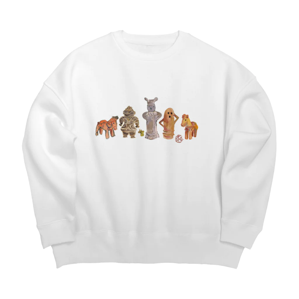 WAMI ARTのハニワちゃんと土偶ちゃん Big Crew Neck Sweatshirt