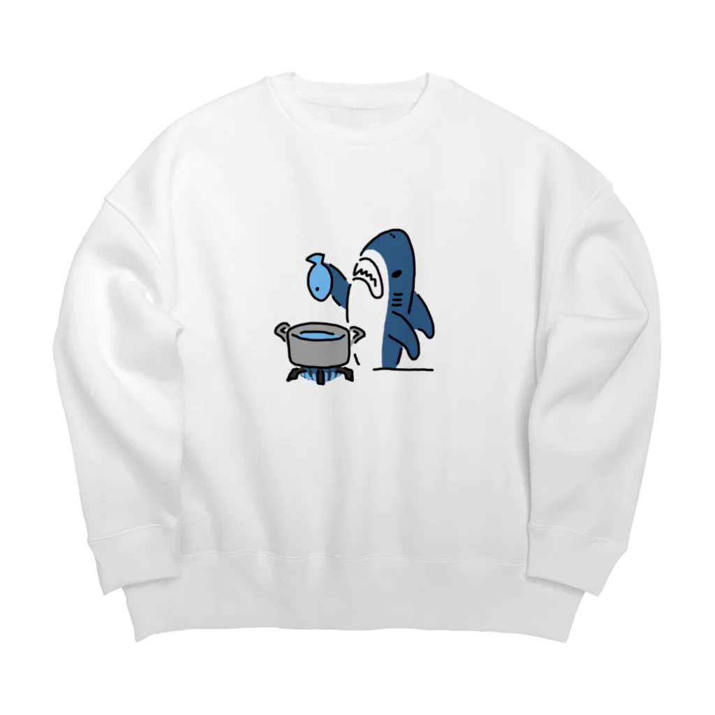 サメ わりとおもいの魚を茹でるサメ Big Crew Neck Sweatshirt