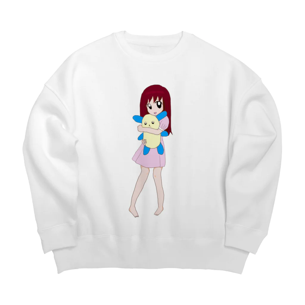 Neroliのぬいぐるみを抱く女の子 Big Crew Neck Sweatshirt