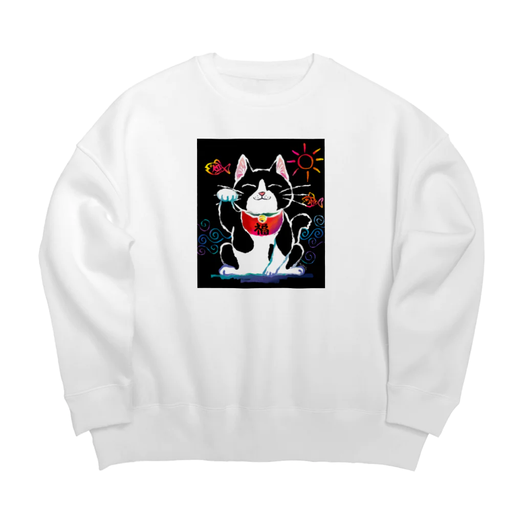 Kitsune honpoの招き猫 Big Crew Neck Sweatshirt