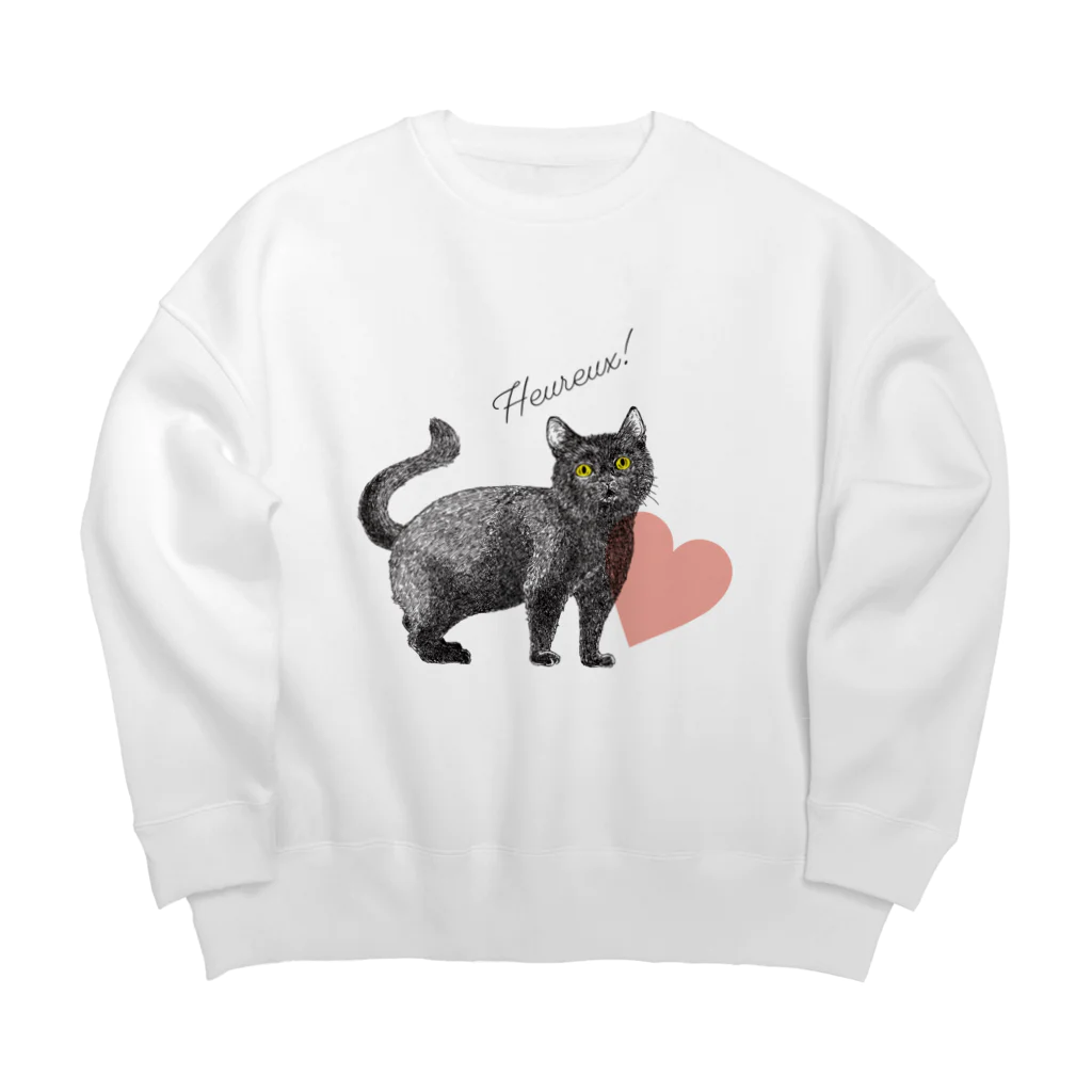 nemunoki paper itemの幸せの黒猫 Big Crew Neck Sweatshirt