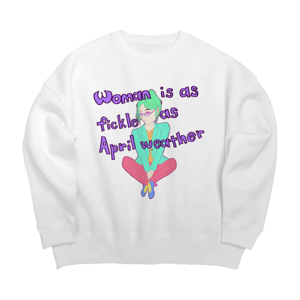 ヨシアキのWoman is as fickle as April weather. Big Crew Neck Sweatshirt