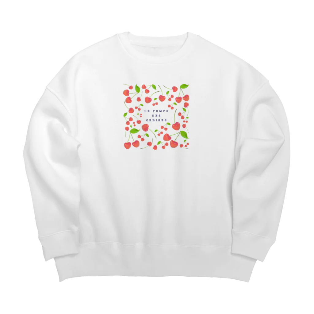 鹿百貨店のさくらんぼの実る頃(文字:紺) Big Crew Neck Sweatshirt