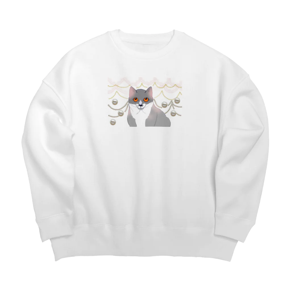 水木レナ＠カクヨム＠なろうの愛らしい子猫の上目遣い Big Crew Neck Sweatshirt