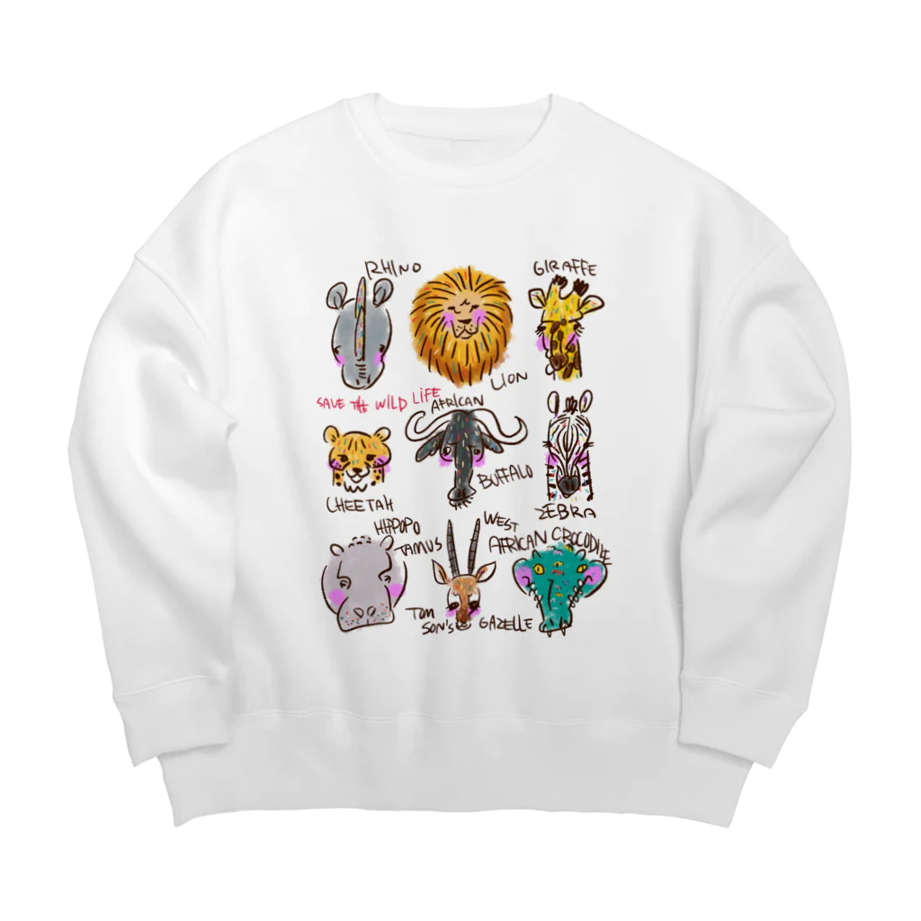 サタケ商店🐅🍛のSave the wild life(100円寄付) Big Crew Neck Sweatshirt