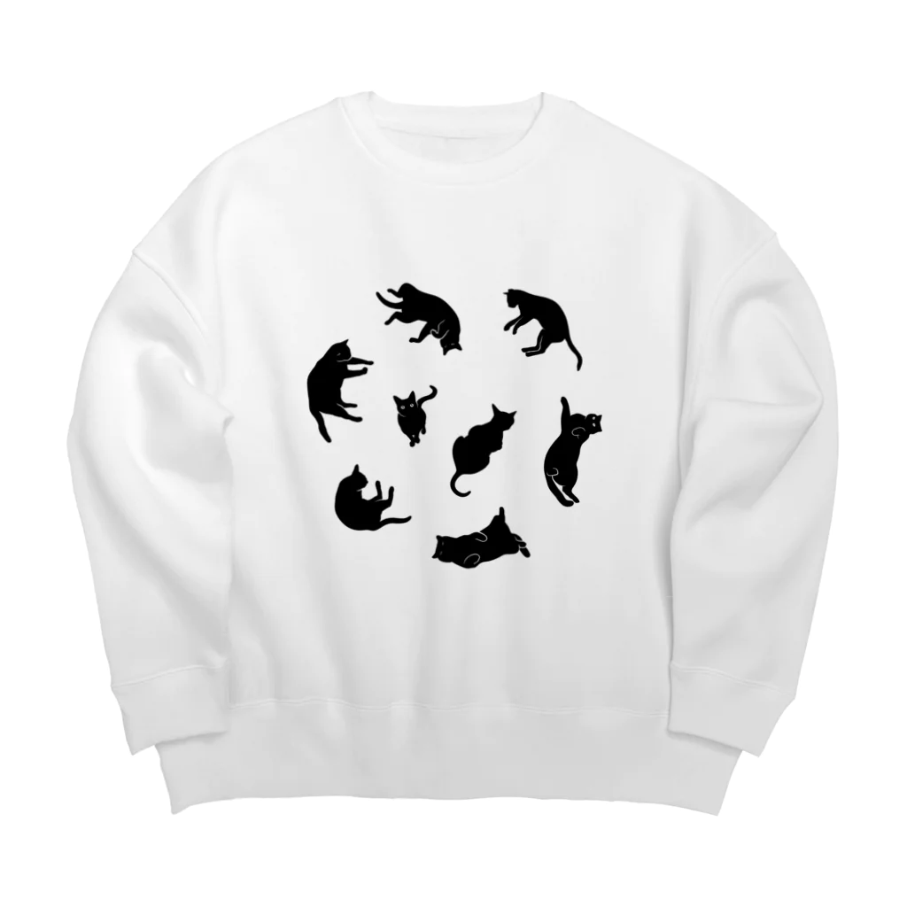 NOBODY754のKitties (Black Big Crew Neck Sweatshirt