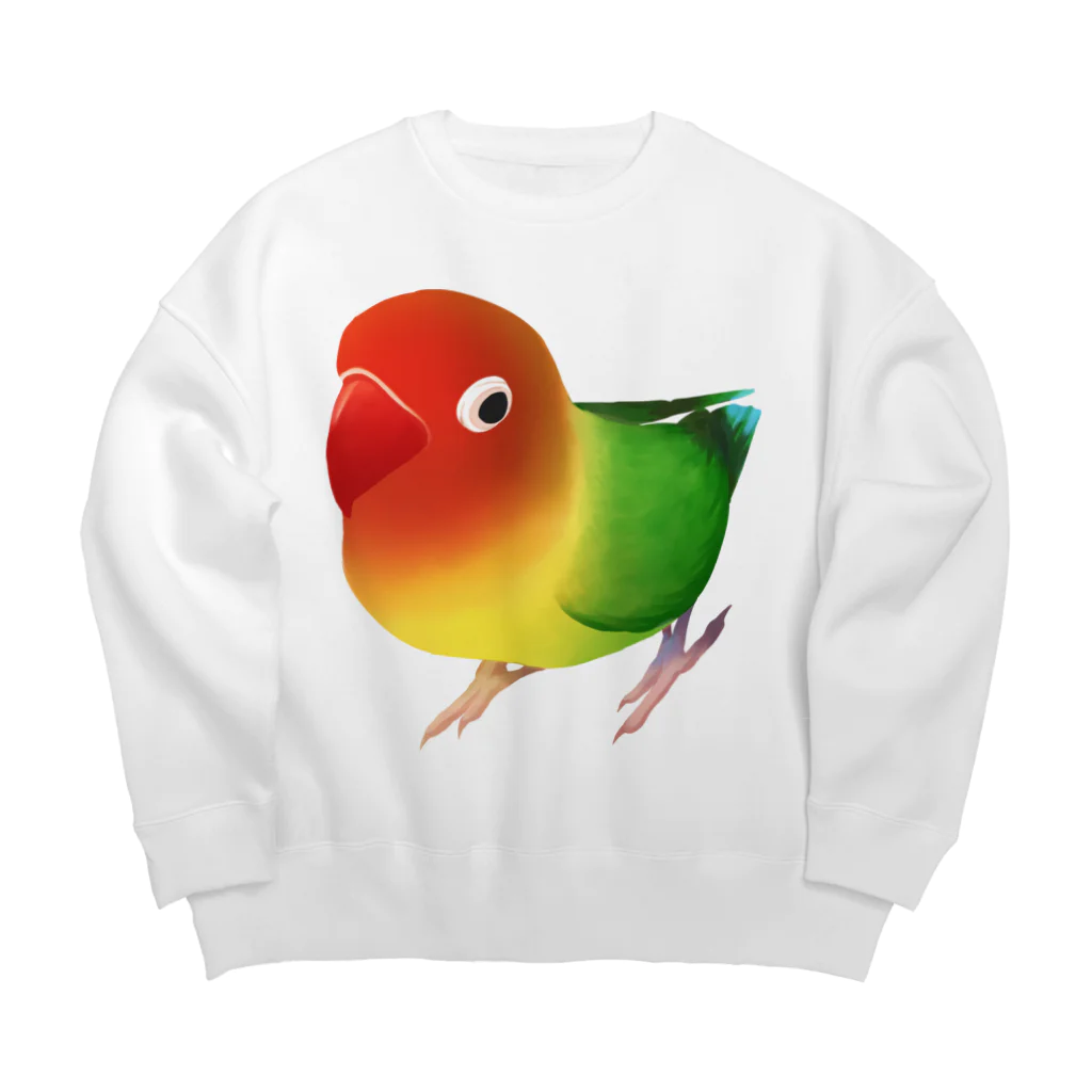 まめるりはことりのボタンインコ　おすましルリゴシボタンインコ【まめるりはことり】 Big Crew Neck Sweatshirt