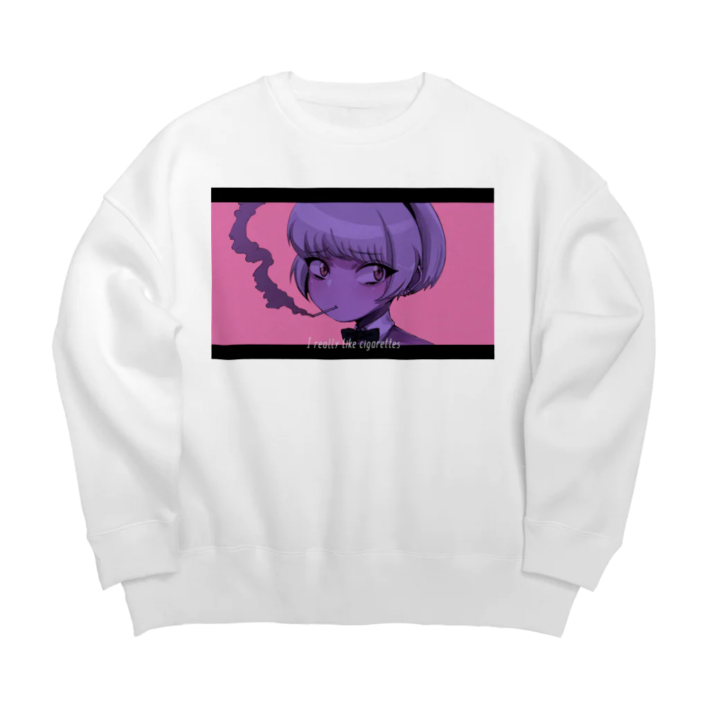 赤ZUKINのタバコガール Big Crew Neck Sweatshirt